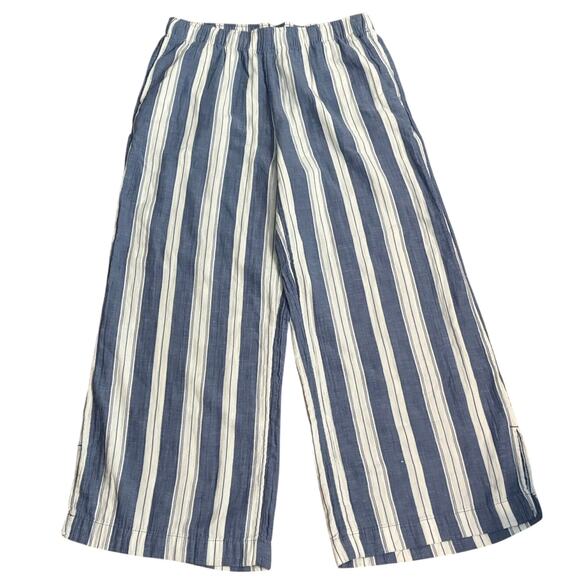 Old Navy Pants - Old Navy Size L Wide Leg Pants High Rise Blue White Striped Cotton Gauze Pockets